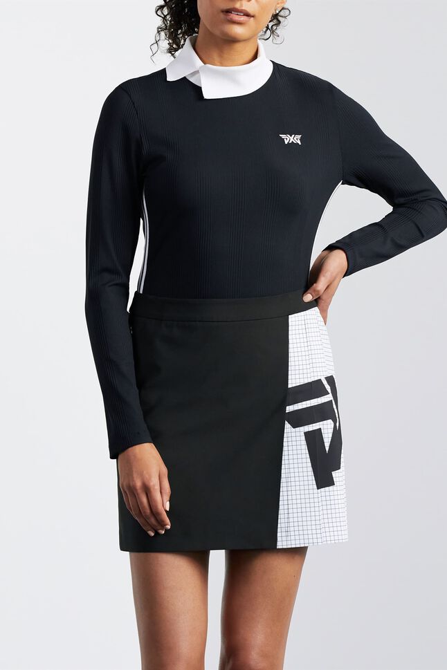 Big Logo Color Block Pleated Skirt